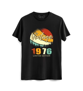 Vintage 1976 Retro Siyah Tshirt
