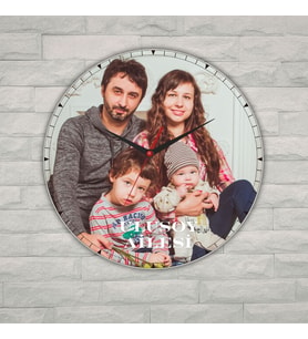 Kişiye Özel Fotoğraf Baskılı Metal Duvar Saati - En Güzel Aile Hediyesi