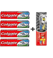 Colgate Diş Macunu Üçlü Etki 100 ml x 4 Adet + Zig Zag Charcoal 1+1 Orta Sert Diş Fırçası
