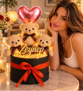 Kişiye Özel Pleksi İsimli,Balonlu,Peluş Ayıcık Buketi