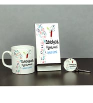 Edebiyat Öğretmeni Üçlü Set (Kupa + Telefon Standı + Anahtarlık) 002
