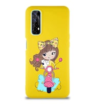Realme 7 Soft Premier Kapak Vespagirl Tasarımlı Silikon Kılıf - Sarı (Şeffaf)