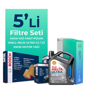 BOSCH Peugeot 5008 1.6 BlueHDi Dizel Filtre Bakım Seti Shell Motor Yağlı (2016-2019) 5 Li