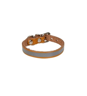 Cattie Gerçek Deriden El Yapımı Reflektörlü Kedi Boyun Tasması 1x21-25cm - Camel