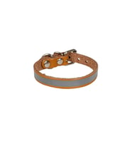 Cattie Gerçek Deriden El Yapımı Reflektörlü Kedi Boyun Tasması 1x21-25cm - Camel