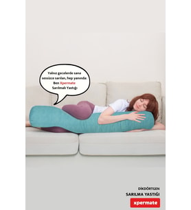 XPERMATE Sarılma Yastığı , Uyku Yastığı , Bacak Arası Yastığı Silindir 150x20 cm (Mavi)