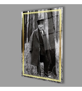 Atatürk Dikey Cam Tablo Hediyelik Büyük Tablo Ev Ofis Dekoru