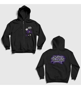 Presmono Unisex Siyah Them King Diamond Sırt Baskılı Fermuarlı Kapüşonlu Sweatshirt 556041tt