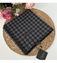 Lop'res Soft Pamuklu Eşarp Siyah Beyaz LDNA1609