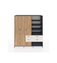 Kronos Dolap 14 Raflı 4 Çekmeceli 4 Kapaklı 220x59x243 Antrasit-Çam/Aytaşı