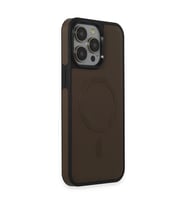 İphone 15 Pro Max Kılıf Ozzi Magsafe Deri Kapak - Natural Grey