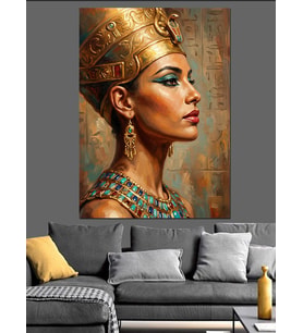 Antik Mısır Kraliçesi Nefertiti Portresi Dekoratif Kanvas - Mdf Ahşap Tablo