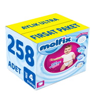 Molfix Külot Bebek Bezi Beden:4 (9-14Kg) Maxi 258 Adet Aylık Ultra Fırsat Pk