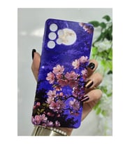 Samsung Galaxy A52 Uyumlu Sanatsal Manzaralı Pembe Çiçekler Desenli Şeffaf Telefon Kılıfı
