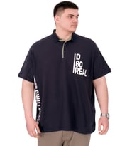Mode XL Büyük Beden Erkek T-Shirt Polo Yaka REAL U25309 Lacivert