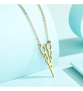 Tasarım Makas Kolye 925K Gümüş (Gold)