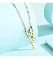 Tasarım Makas Kolye 925K Gümüş (Gold)