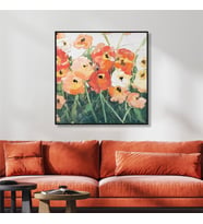 Yağlı Boya Dokulu Tablo Modern Gelincikler Siyah Çerçeveli U02011