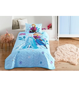 Disney Frozen Flower Power CPP Standart Pamuk-Polyester Nevresim Takımı, Mavi, Tek Kişilik