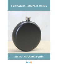 Siyah Paslanmaz Çelik Yuvarlak Matara 8 Oz Seyahat için