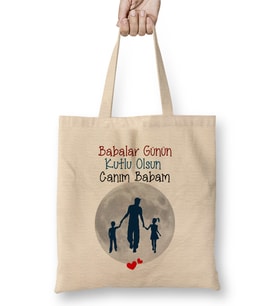 Babalar Günü Babaya Hediye 013 Bez Çanta Uzun Saplı