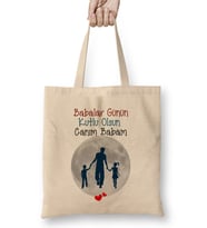 Babalar Günü Babaya Hediye 013 Bez Çanta Uzun Saplı
