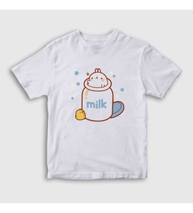 Presmono Unisex Çocuk Beyaz Milk Mölang Piu Piu Molang T-Shirt 466138tt