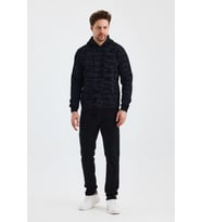 Monox Erkek Kapşonlu Kamuflaj Baskılı 3 İplik Sweatshirt (Siyah)