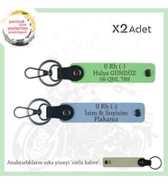 Biker Dostlarına, İsim Plaka ve 0 Rh (-) Kan Grubu Yazılı, Motor x2' li Anahtarlık, Mavi-F Yeşil-SK (Çok Renkli)