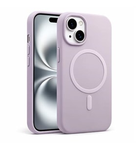 Coverzone ?phone 13-14 ile Uyumlu Kadife ?� Y�zeyli Premium Silikon K?l?f MagSafe ile Uyumlu Kablosuz ?arj Destekli Darbe Emici Yumu?ak Dokulu Koruma Tasar?ml? Telefon K?l?f? Lila