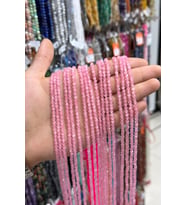 Kedigözü Taşı Pembe Küre Faset Kesim 4mm Dizi