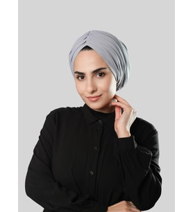 Gri Drapeli Salaş Tesettür Bone Sandy Büzgülü 2315_15