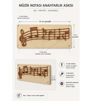 MYCRAFT3D Müzik Notalı Anahtarlık Askısı Duvar Tipi 4 Askılı Dekoratif Organizer