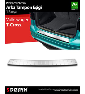 S-Dizayn VW T-Cross Krom Arka Tampon Eşiği 2019 Üzeri