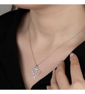 Taşlı Melek 925 Ayar Gümüş Kolye
