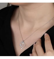 Taşlı Melek 925 Ayar Gümüş Kolye