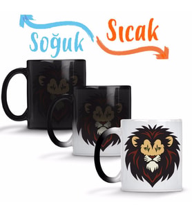 Lion Head Mascot Logo Sihirli Kupa Bardak Porselen