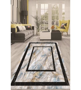 Dijital Kaymaz Taban Yıkanabilir Modern Renkli Salon Halısı Mutfak Halısı Yolluk ND-HT-1106 (Gri)