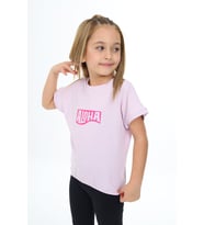 Toontoy Kız Çocuk Aloha  Baskılı Tişört (Açık Lila)