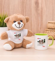 Kişiye Özel Youtube Tasarım Fotoğraflı Peluş Ayı ve Yeşil Kupa