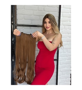 PerukAvm Luxury Geniş Dalgalı Yarımay+2 yan Çıtçıt Açıkkumral Renk