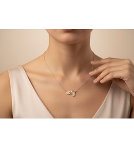XUPING JEWELRY 14 Ayar Altın Kaplama, El/Ayak Zirkon Taşlı Kolye