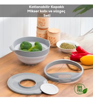 Porsima S-00113 Akordiyon Katlanabilir Süzgeç Seti Mikser Karıştırma Kabı Mutfak Çeyiz Seti