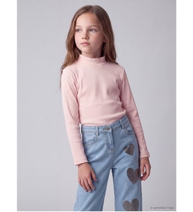 LCW Kids Pembe Dik Yaka Kız Çocuk Tişört