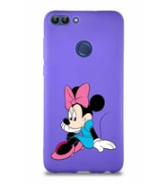 Huawei P Smart Soft Premier Kapak Minnie Mouse-E Tasarımlı Silikon Kılıf - Mor (Şeffaf)