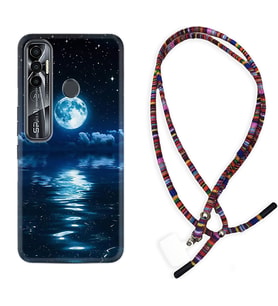 Tecno Spark 6 6 Go 8C 8 Pro 7 7 Pro Kılıf Boyun Asklı Rasta Silikon Night Moon 1133