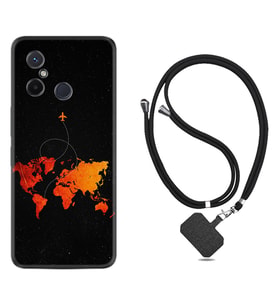 Xiaomi Redmi 12C Kılıf Silikon Boyun Askılı İpli Desenli Silikon İz Bırakan Uçak 1778