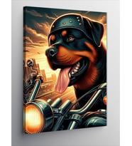 Kanvas Tablo Motosiklet Süren Köpek