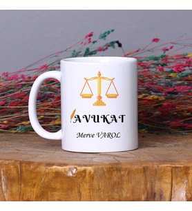 Avukata Hediye Avukat Temalı Kişiye Özel İsimli Kupa Bardak (Beyaz)