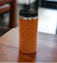 Geometrik Desenli Turuncu Renk Termos Bardak 300mL